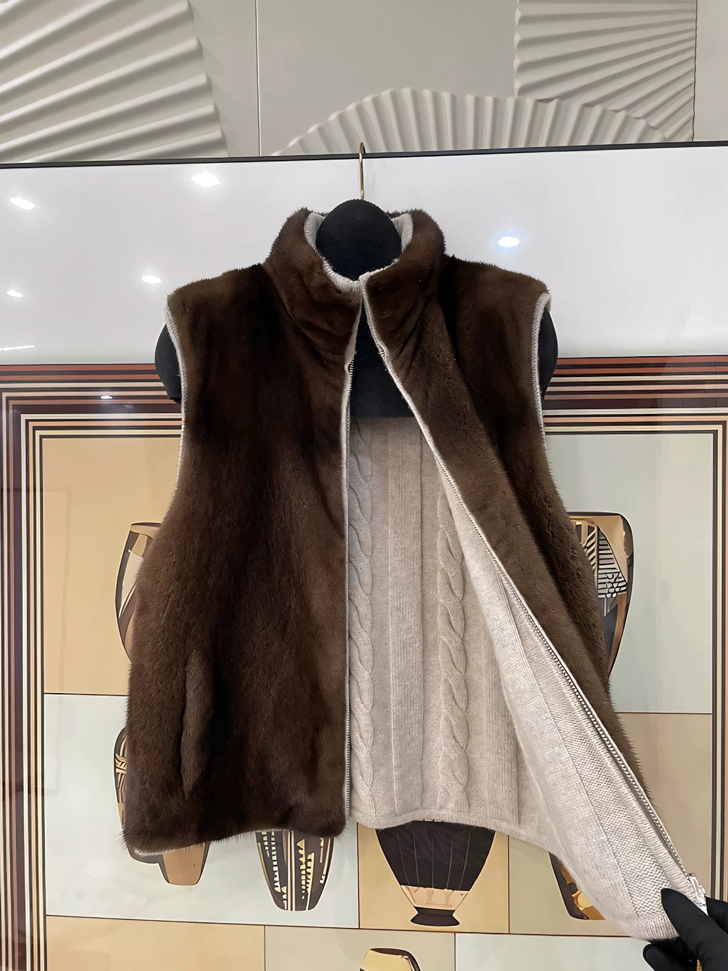 Double-sided mink vest cashmere knit