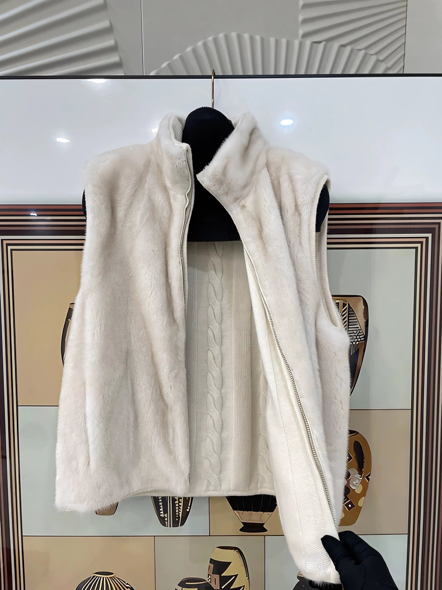Double-sided mink vest cashmere knit
