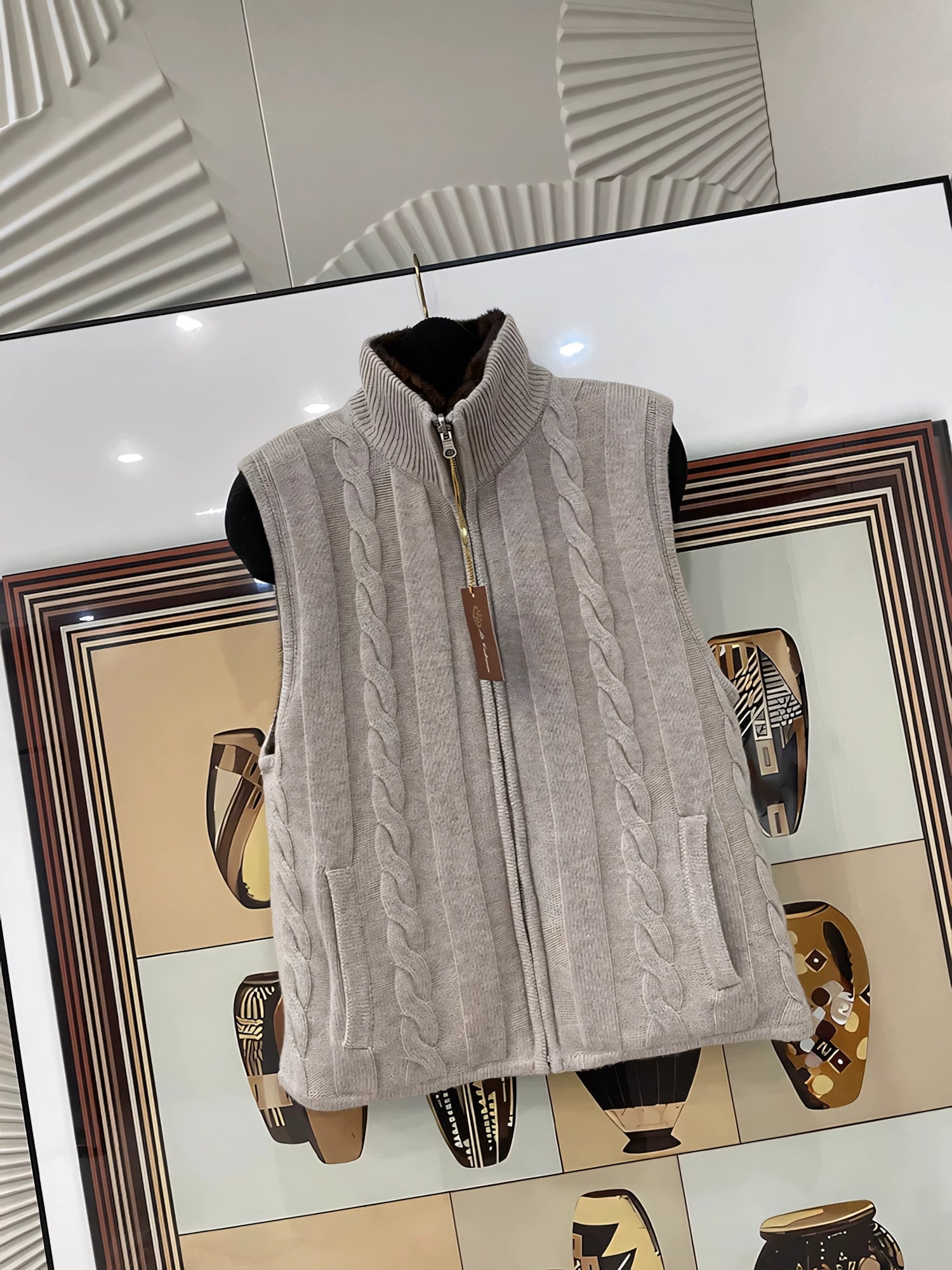 Double-sided mink vest cashmere knit