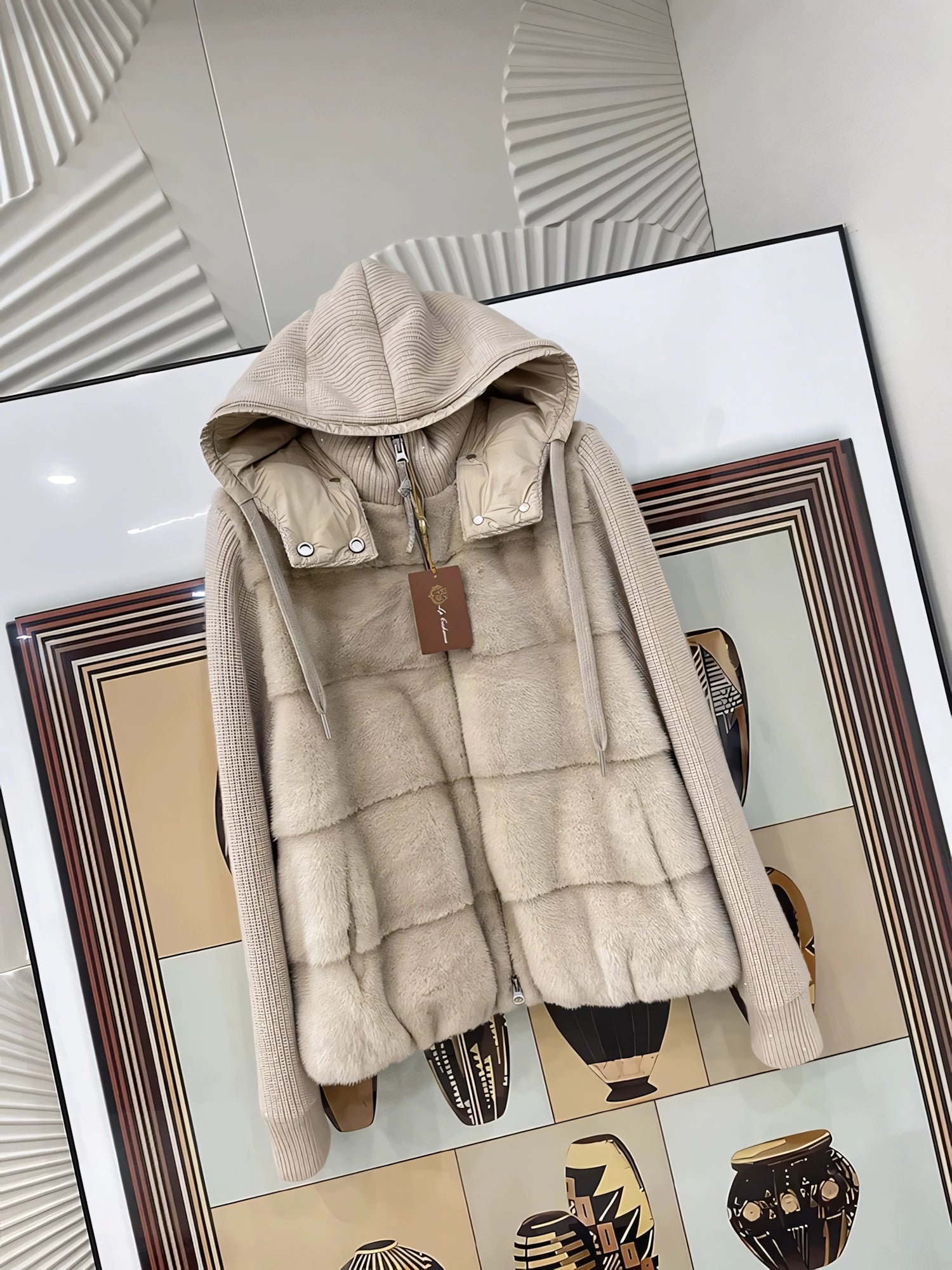 Mink cashmere goose down coat