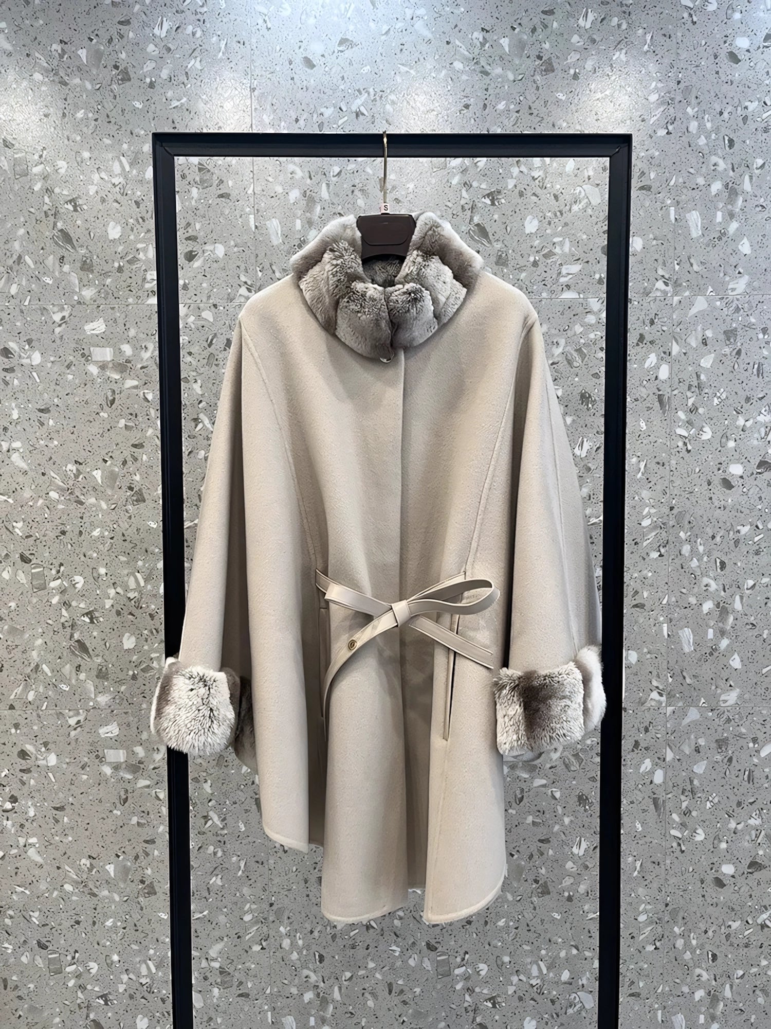 Cashmere and rabbit fur cape