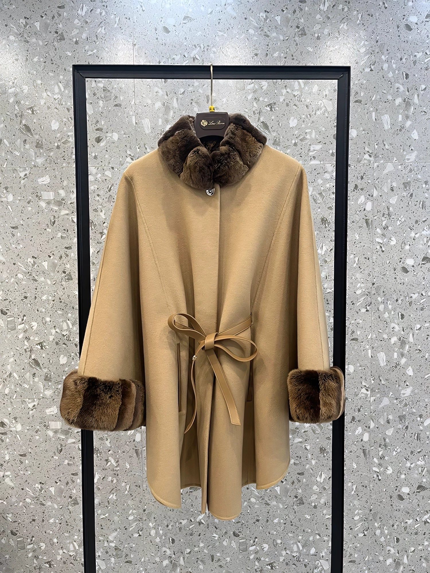 Cashmere and rabbit fur cape