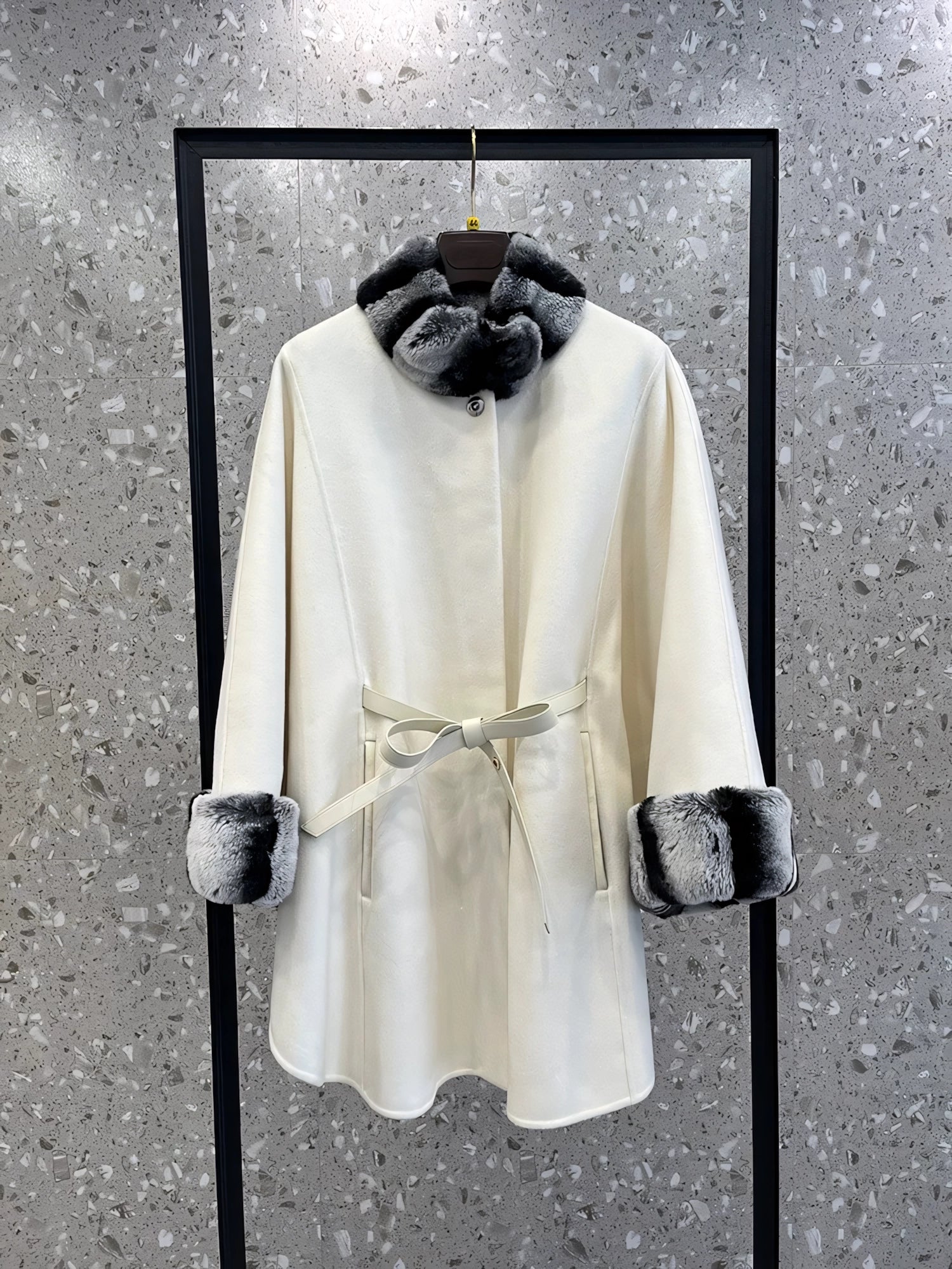 Cashmere and rabbit fur cape