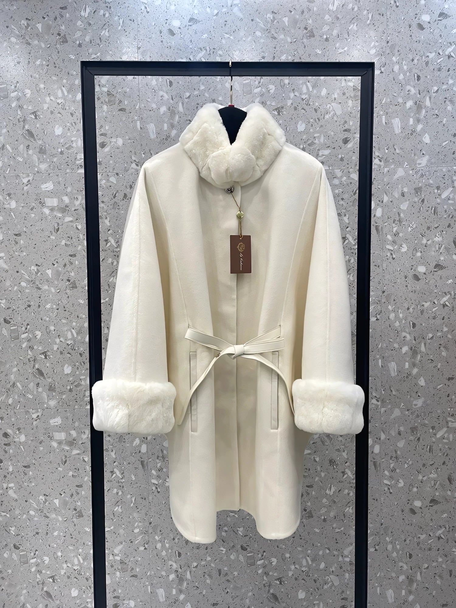 Cashmere and rabbit fur cape