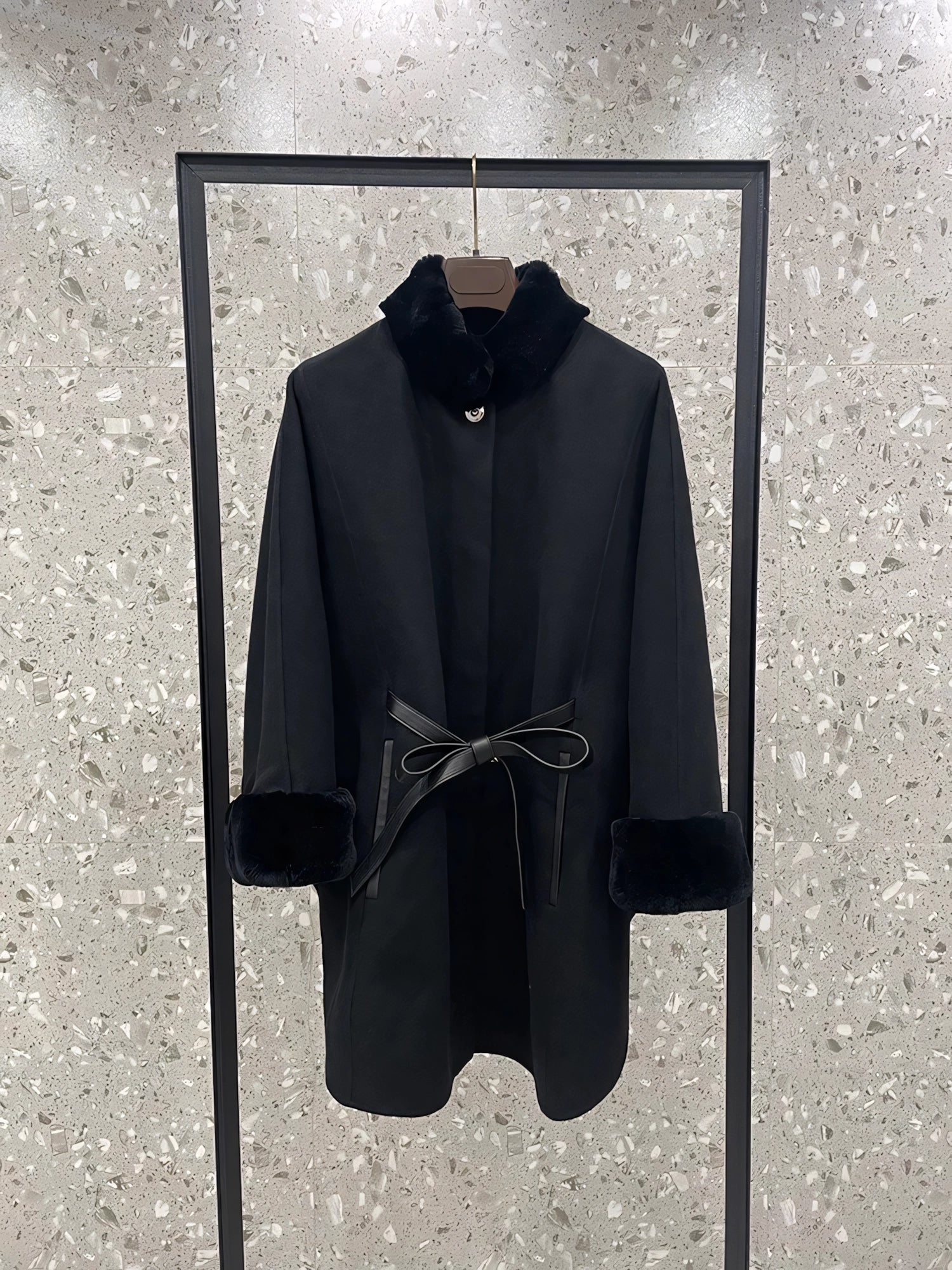Cashmere and rabbit fur cape