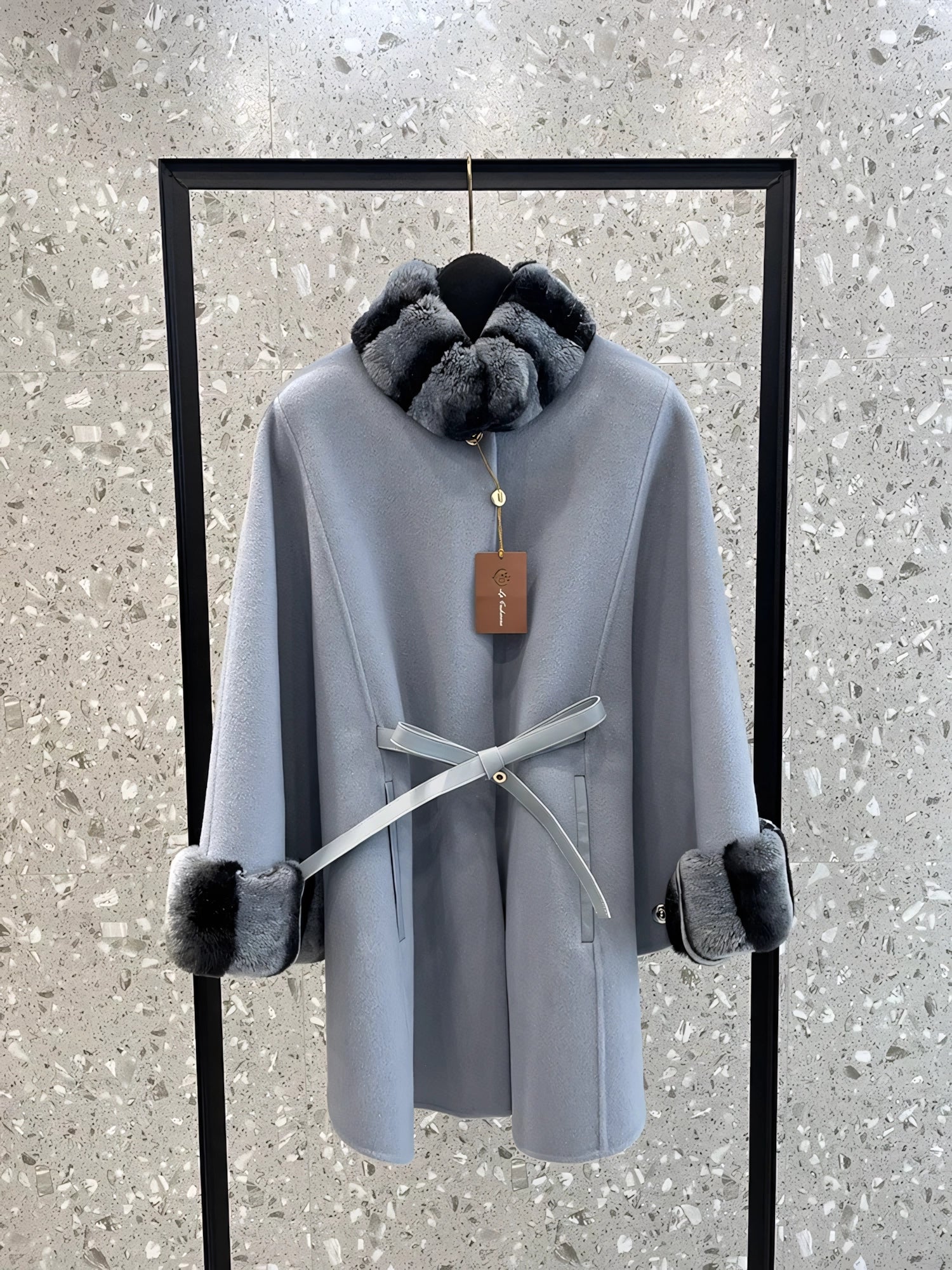 Cashmere and rabbit fur cape
