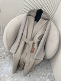 Long cashmere coat with mink fur