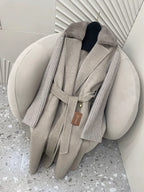 Long cashmere coat with mink fur
