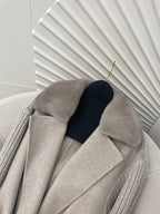 Long cashmere coat with mink fur