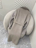Long cashmere coat with mink fur