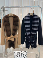 Short cashmere mink coat with belt