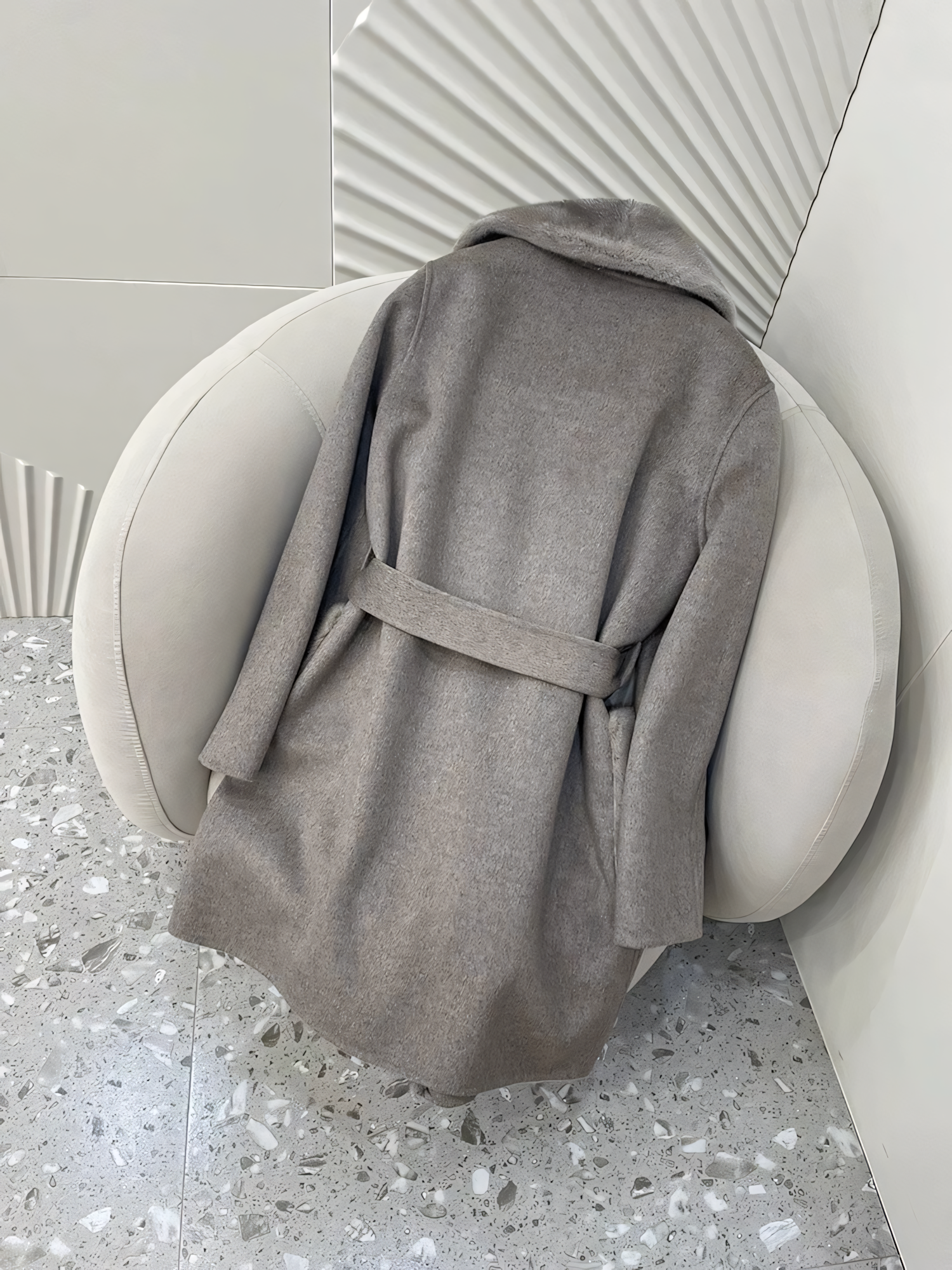 Cashmere mink coat with belt