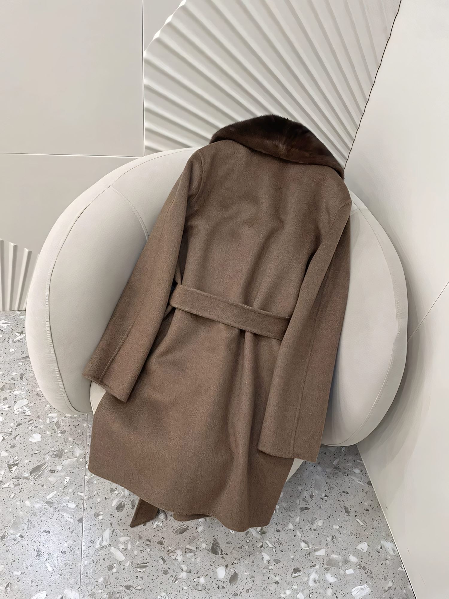 Cashmere mink coat with belt