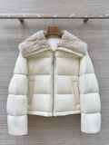 Mink fur collar and goose down short coat
